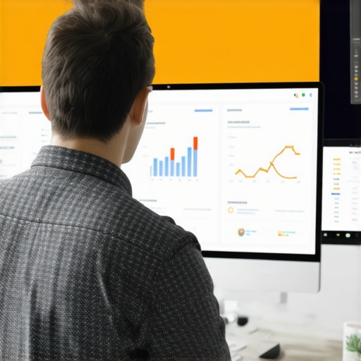 Business owner reviewing digital analytics dashboard with engagement metrics.
