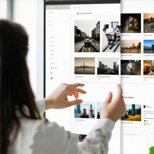 Person interacting with multimedia content on a computer to improve local SEO visibility.