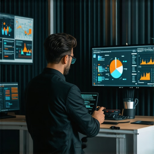 Marketer using AI-powered analytics dashboard for Google My Business optimization