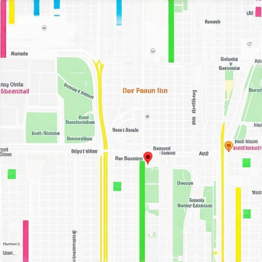 Local Business Rankings Visualization Digital map highlighting local business rankings and engagement metrics