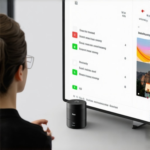 Voice Search in Action: The Future of Local Discovery Person speaking into smart speaker with local search results displayed on a screen.