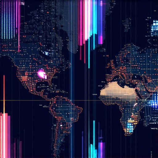 Digital map showing geo-behavioral analytics overlays with data points.